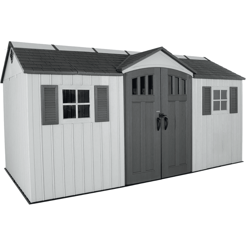 iben-product-249-image-1.png Lifetime 15′ x 8′ Dual Entry Outdoor Storage Shed, Gray - Image 1
