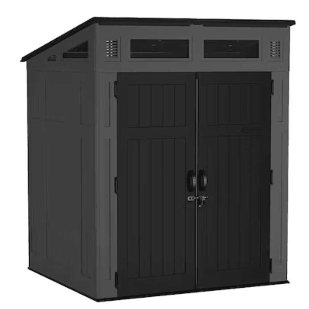 iben-product-267-image-1.png Suncast 6-Feet x 4-Feet Modernist Lean-to Resin Storage Shed (Floor Included) in Gray | BMS6583T - Image 1