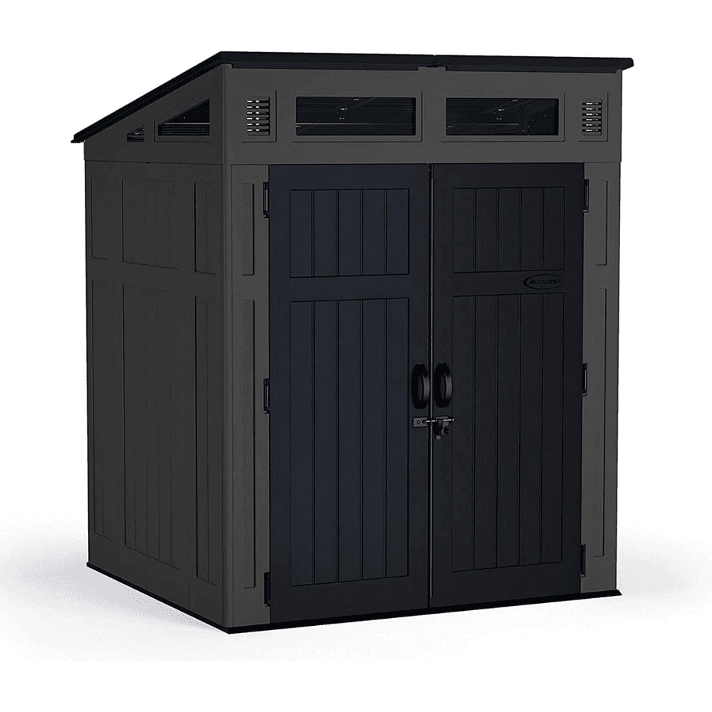 iben-product-274-image-1.png Suncast Modernist 6 ft. x 5 ft. Resin Vertical Pent Storage Shed with Floor Kit - Image 1