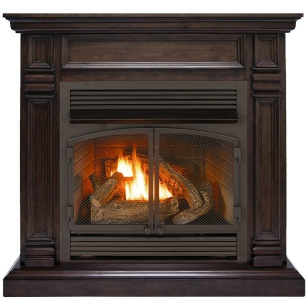 iben-product-374-image-1.jpg Duluth Forge Dual Fuel Ventless Gas Fireplace With Mantel – 32,000 BTU, T-Stat Control, Chocolate Finish – Model# DFS-400T-2CH - Image 1
