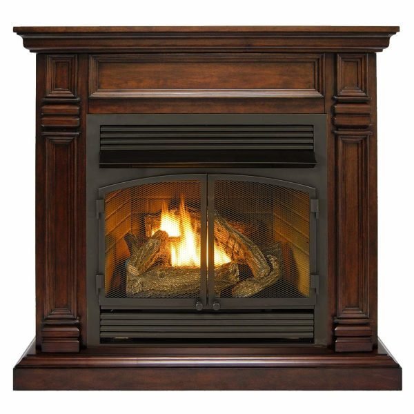 iben-product-379-image-1.jpg Duluth Forge Dual Fuel Ventless Gas Fireplace With Mantel – 32,000 BTU, T-Stat. Control, Auburn Cherry Finish – Model# DFS-400T-2AC - Image 1