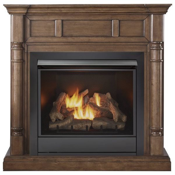 iben-product-384-image-1.jpg Duluth Forge Full Size Dual Fuel Ventless Gas Fireplace With Mantel – 32,000 BTU, Remote Control, Walnut Finish – Model# FDI32R-M-WN - Image 1