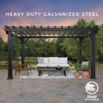 14×10 Stratford Traditional Steel Pergola With Sail Shade Soft Canopy - Image 9