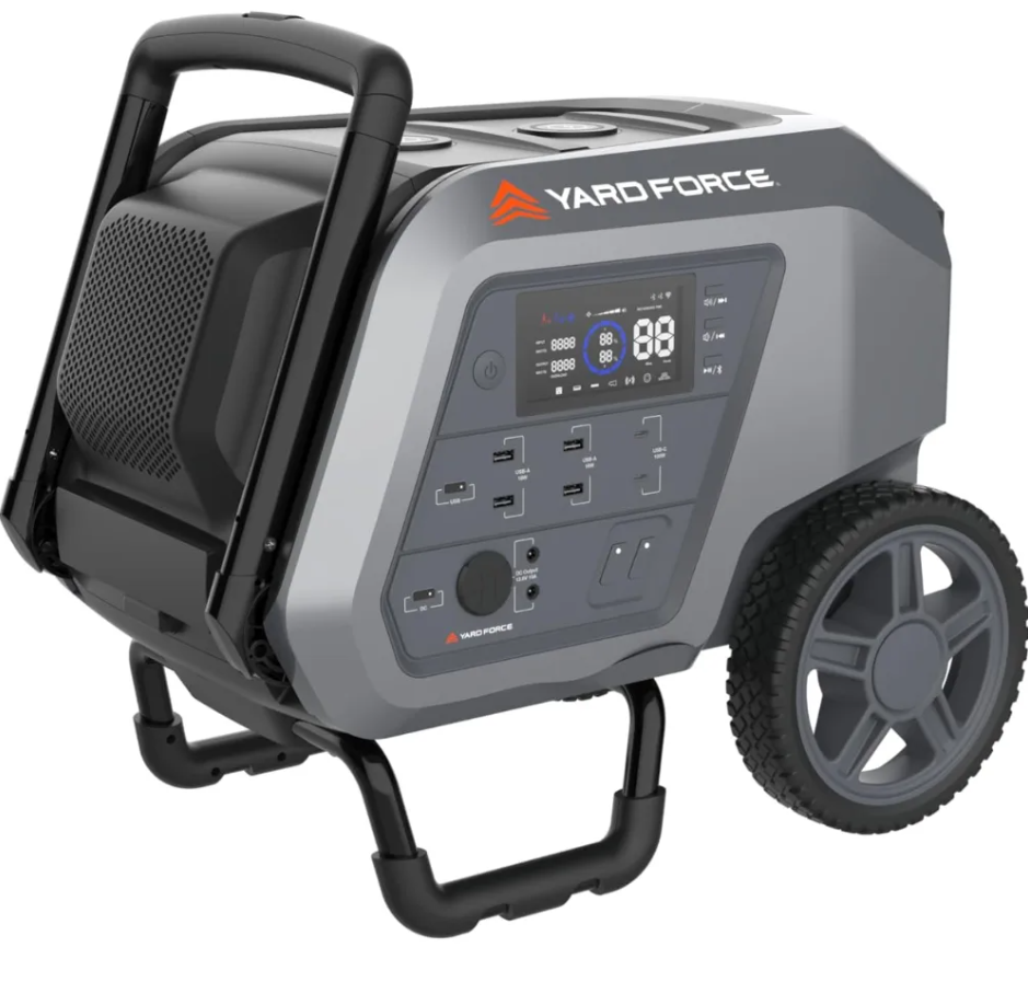 iben-product-44-image-1.png Yard Force Portable Power Station 2400-Watt Continuous 4800-Watt Peak, Bluetooth speaker, WIFI connection, Wireless Charging, RV 30A plug, LED light - Image 1