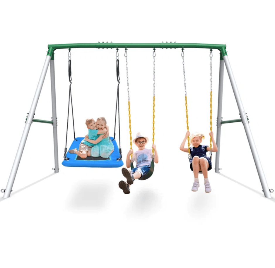 iben-product-69-image-1.png 660lbs Heavy Duty Swing Set With 1 Platform Swing, 2 Belt Swings - Image 1