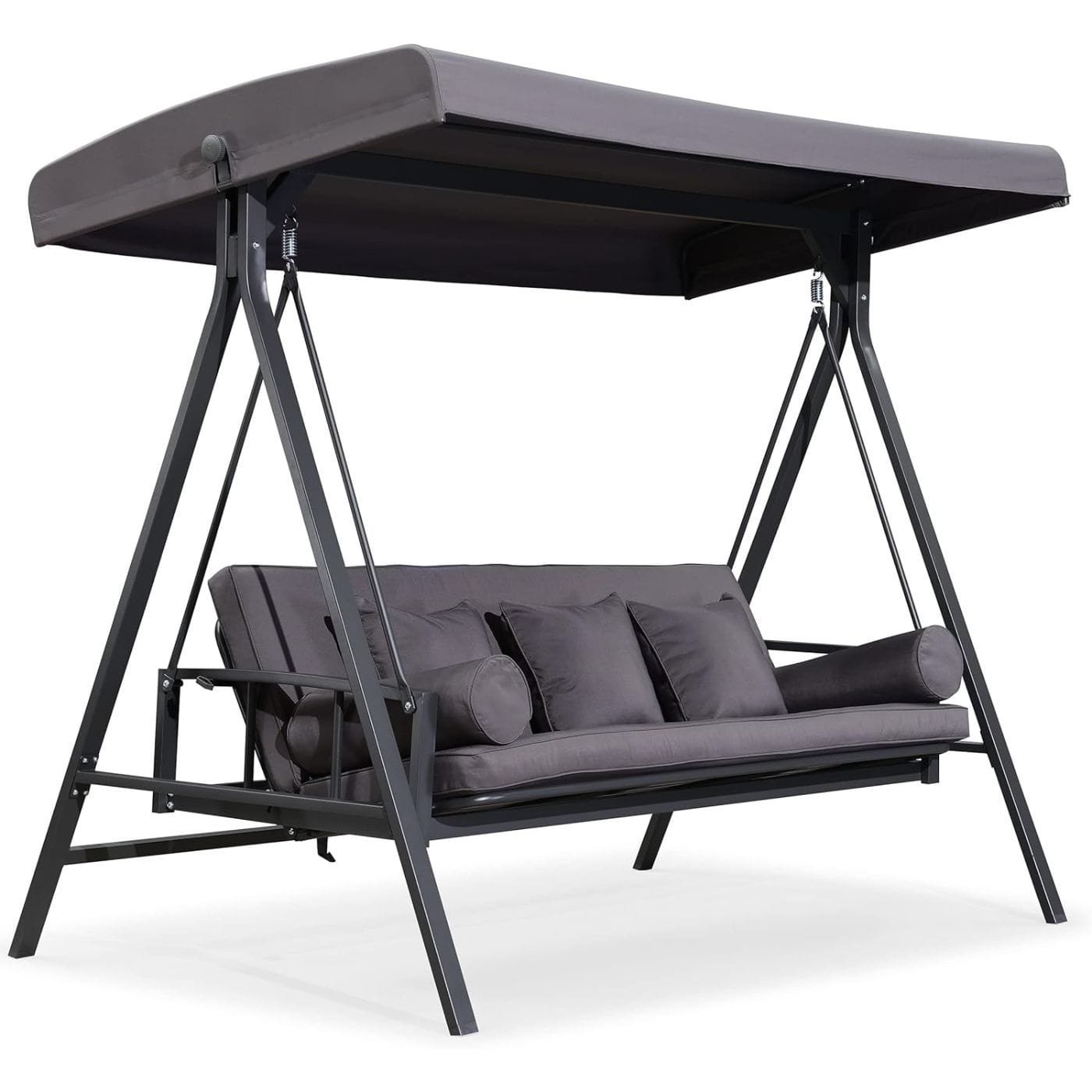 iben-product-75-image-1.jpg PURPLE LEAF 3-seat Outdoor Patio Porch Swing Adjustable Backrest, Cushions and Pillow Included - Image 1